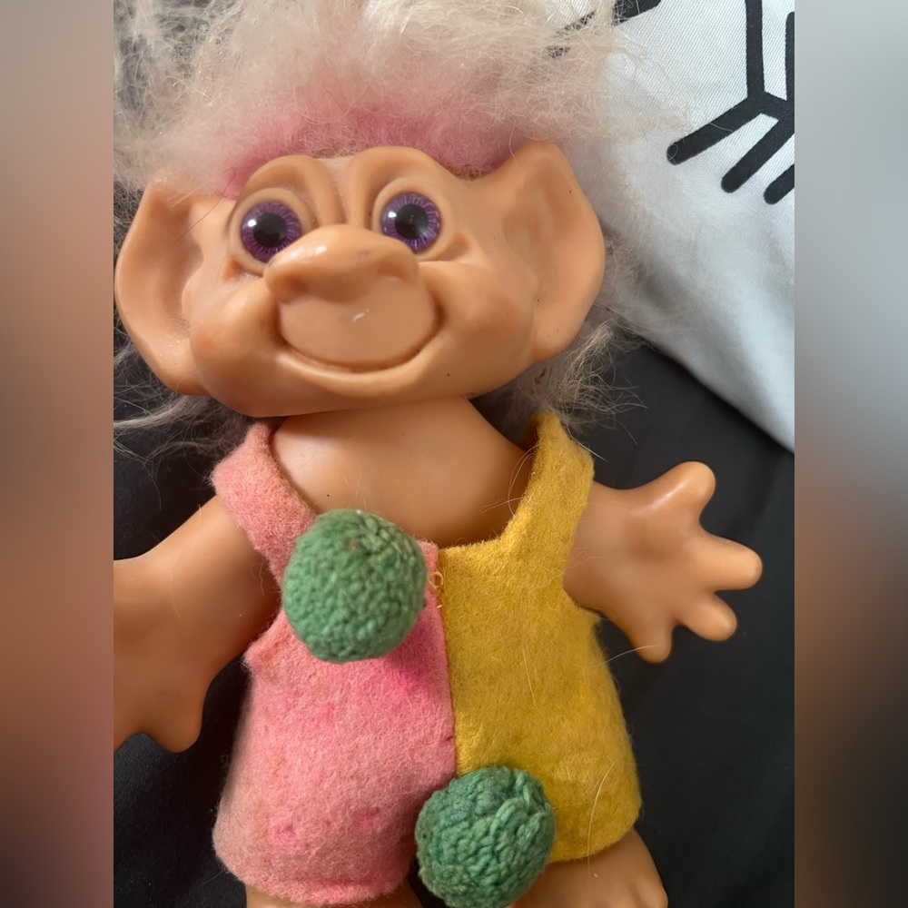 Vintage 1960’troll dolls one with original felt outfit